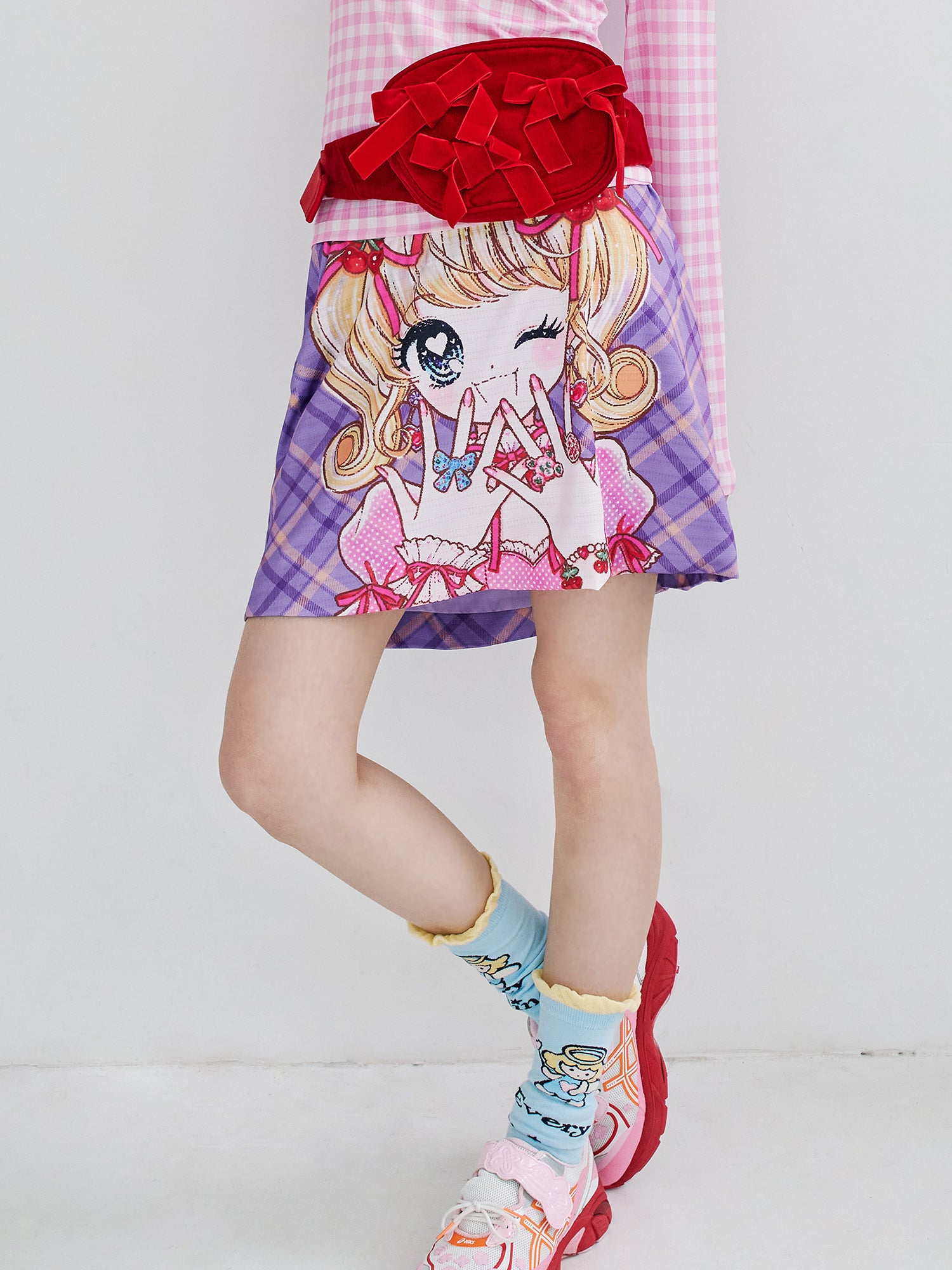 tntntutu Purple Plaid Skirt | Cute Girl Print Skirt | Vintage Cute Mini Skirt skirt tntntutu