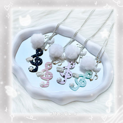 Vintage Polka Dot Music Note Necklace necklace Sleepwalking Cat