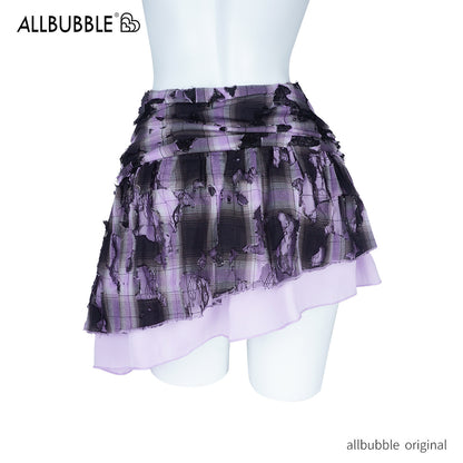 Allbubble - Purple Black Lace Mini Skirt skirt Allbubble