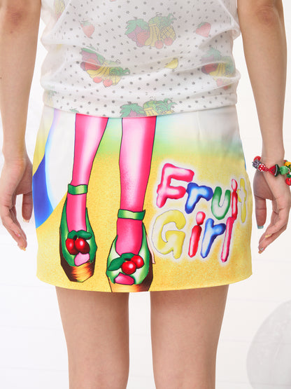 FRUITS Reversible Beach Girl Skirt | Dual-Sided Fruit Print Mini Skirt skirt Fruits