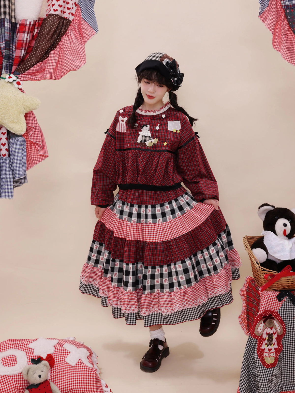 SemenCoicis - Vintage Patchwork Embroidered Plaid Shirt shirt SemenCoicis