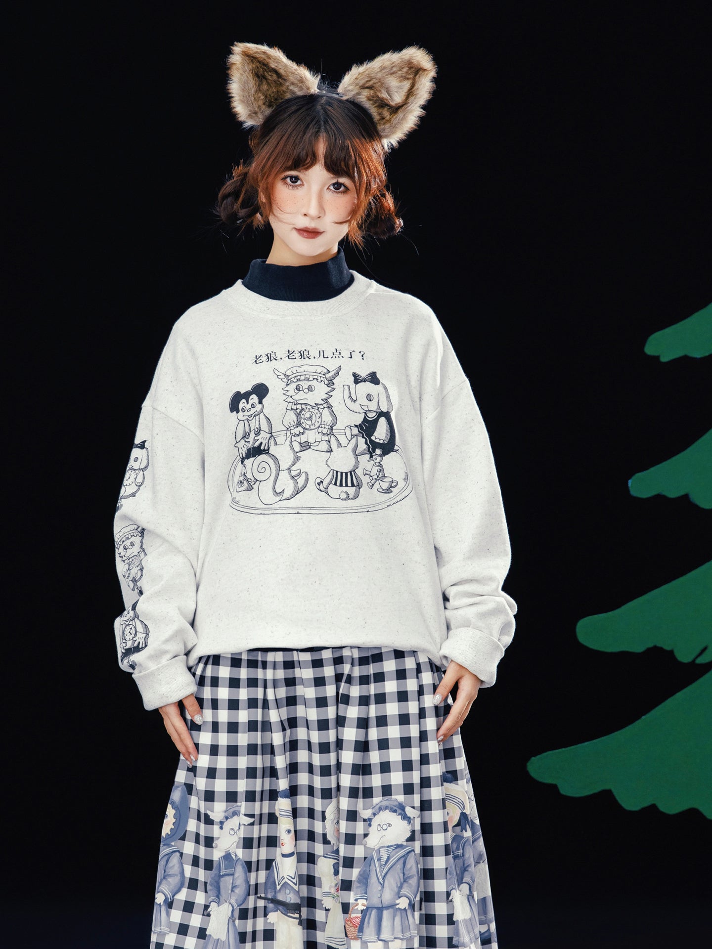 Meugler - Kawaii Sweatshirt Grey Speckled Asymmetric Sweatshirt sweatshirt Meugler
