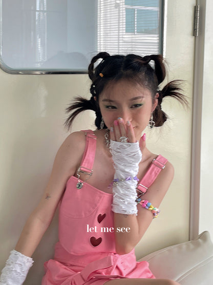 LET ME SEE - Y2K Distressed Fingerless Sun Protection Arm Warmers sleeves let me see