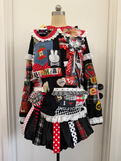RedDevil - Patchwork Doll Collar Sweatshirt sweatshirt Red Devil