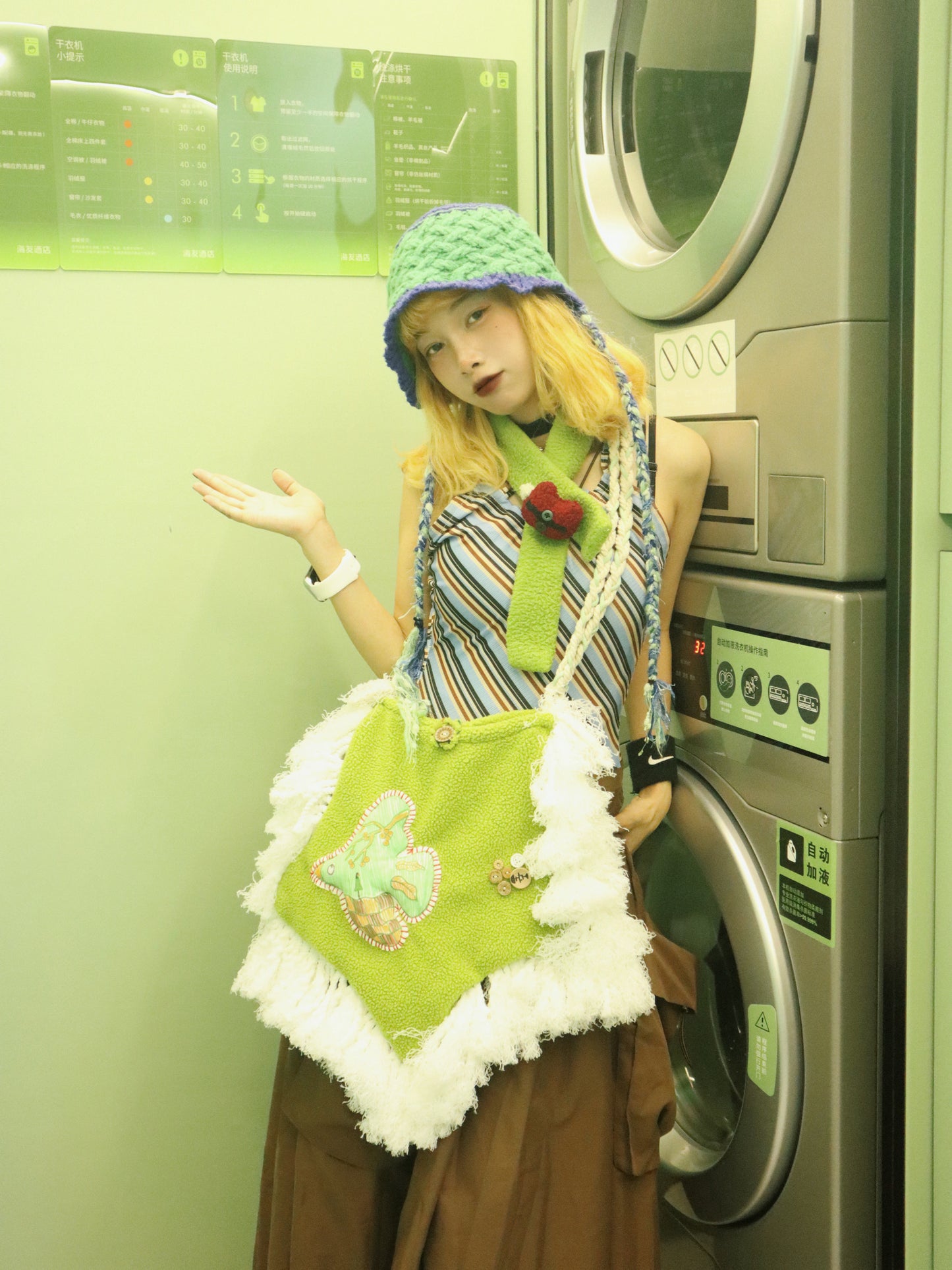 One Fish - Kawaii Star Plush Colorblock Bag bag One Fish