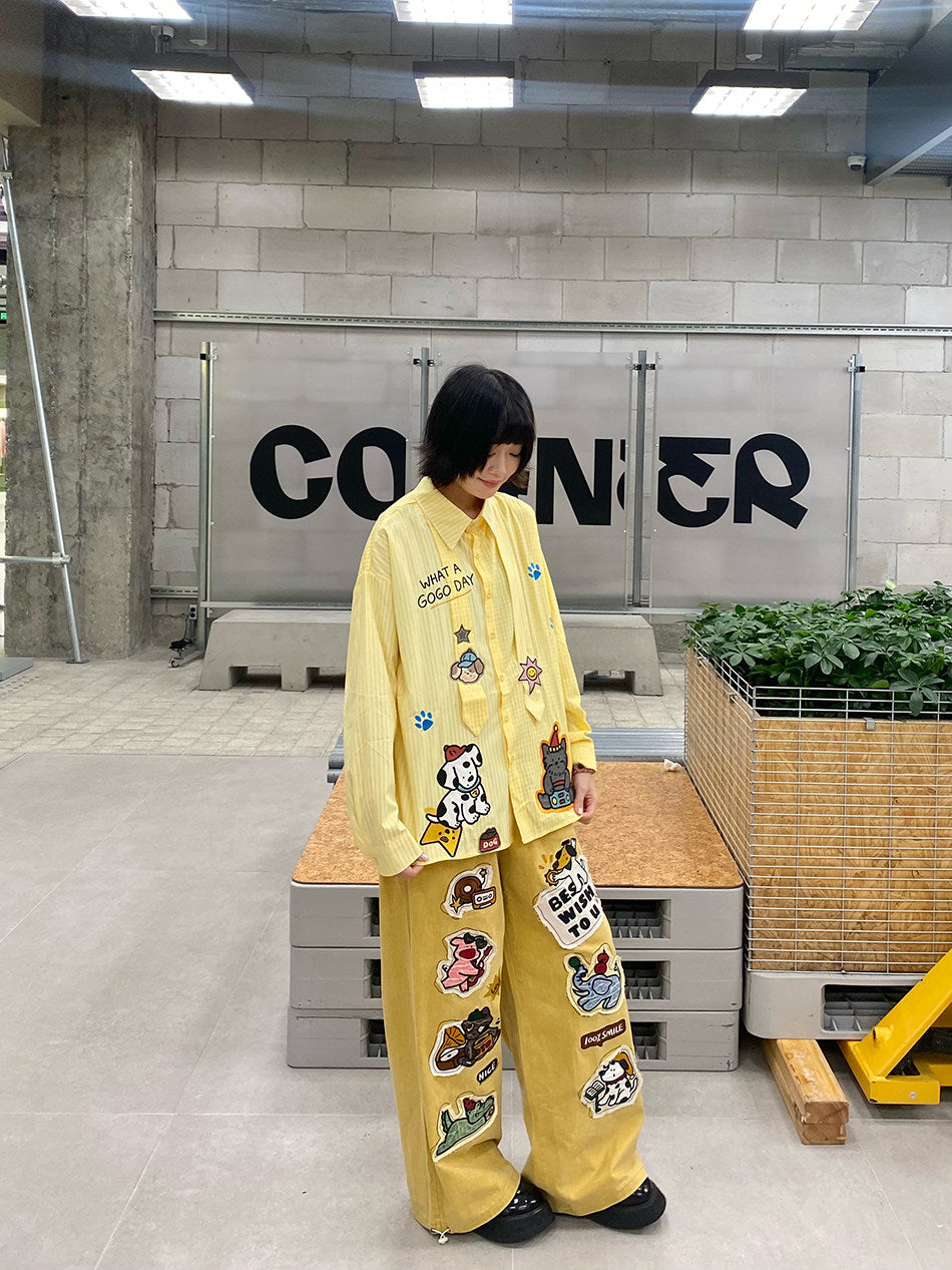 BIBULU - Kidcore Embroidered Stripe Shirt shirt BIBULU