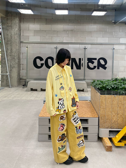 BIBULU - Kidcore Embroidered Stripe Shirt shirt BIBULU