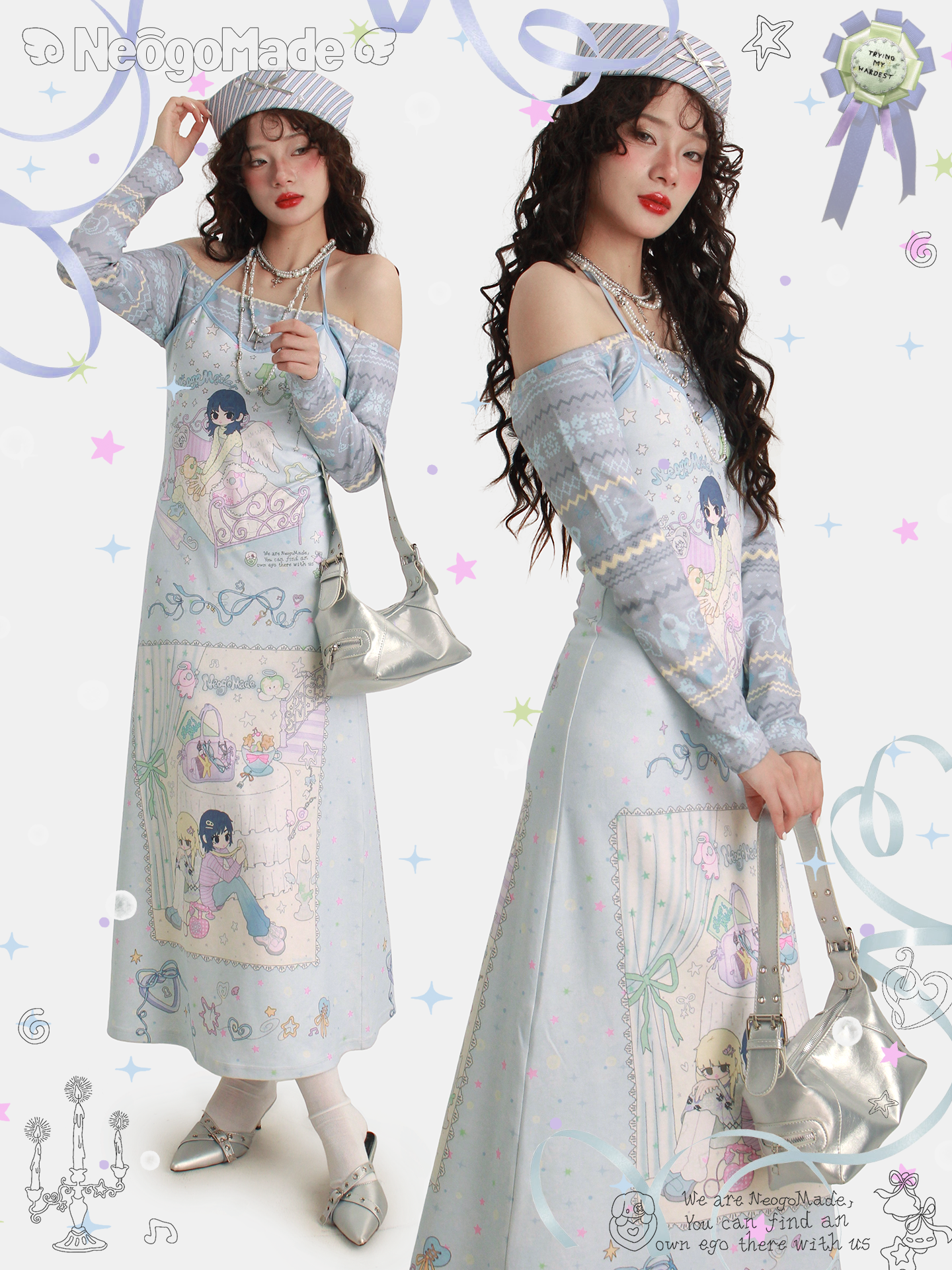 NeogoMade – Kawaii Off-Shoulder Layered Dress dress NeogoMade