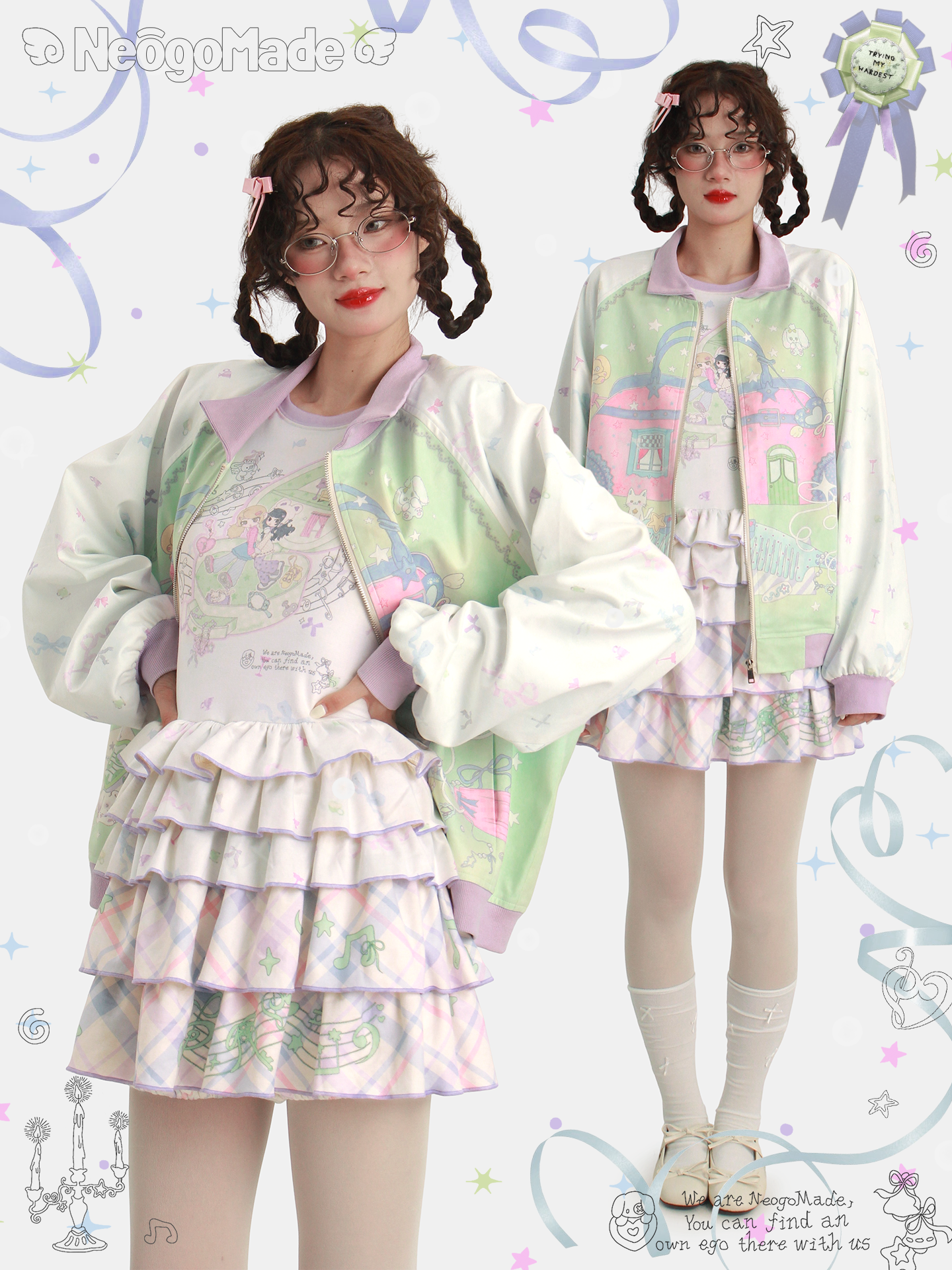 NeogoMade – Kawaii Star Print Ruffle Cake Dress dress NeogoMade
