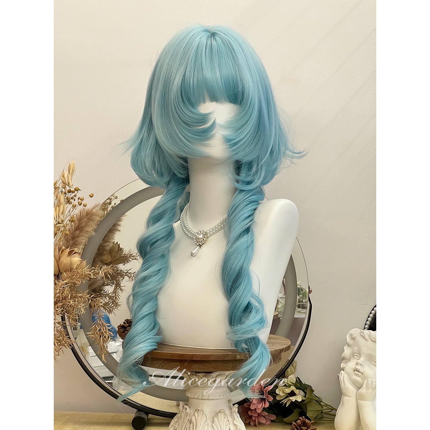 Alice Garden - Peacock Blue Long Curly Wig wig Alice Garden