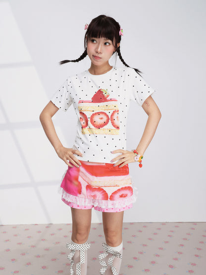 FRUITS - White Strawberry Print Tee tshirt Fruits