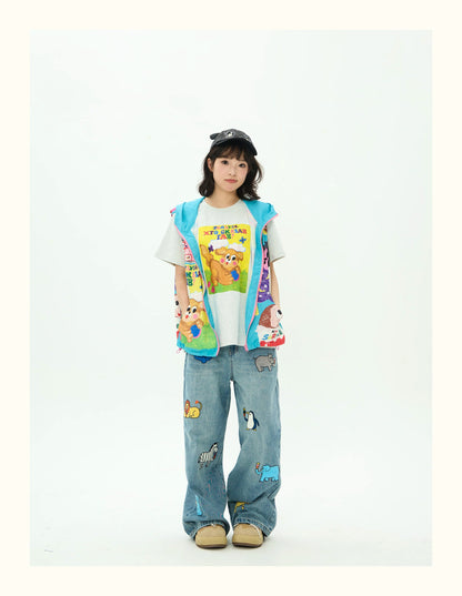 Robootoo - Color Print Zip-Up Hooded Vest vest Robootoo