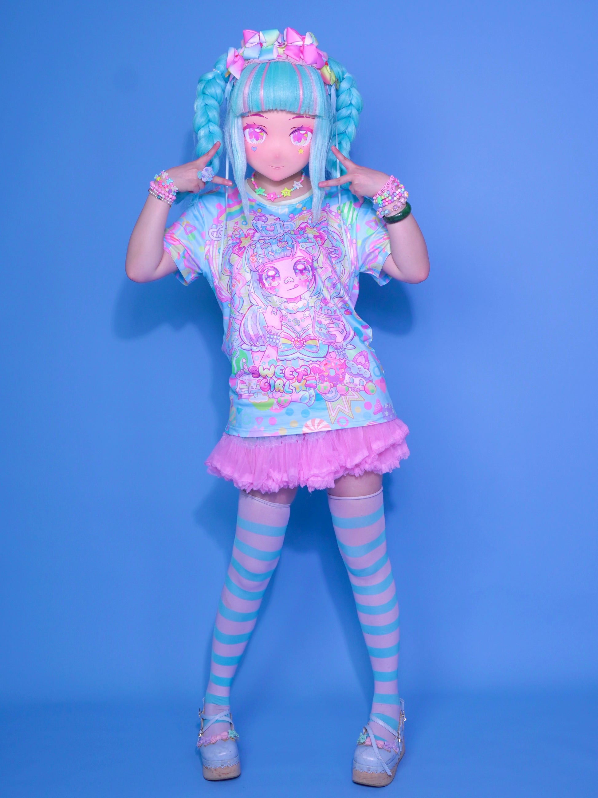 Dream Bubble - Decora Kei T-shirt Blue Candy Girl Print T-shirt shirt Dream Bubble