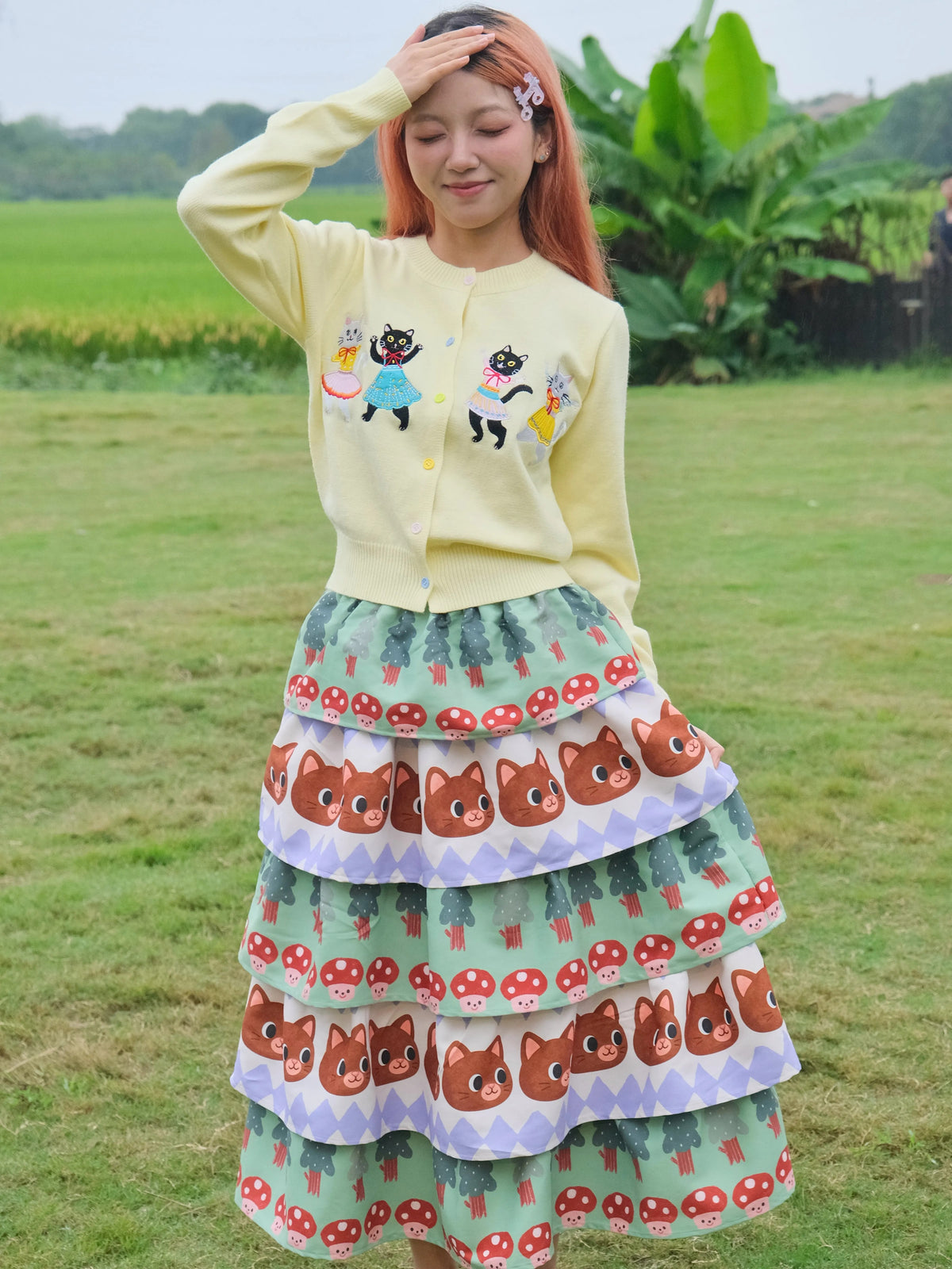 MeowMeow Bug - Mushroom Forest Cat Layered Cake Skirt skirt MeowMeow Bug