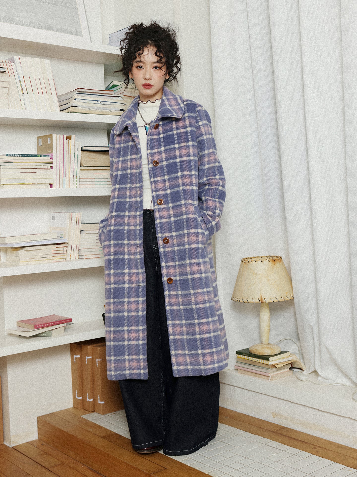 Chemical Girl - Girly Vintage Plaid Long Wool Coat coat chemical girl