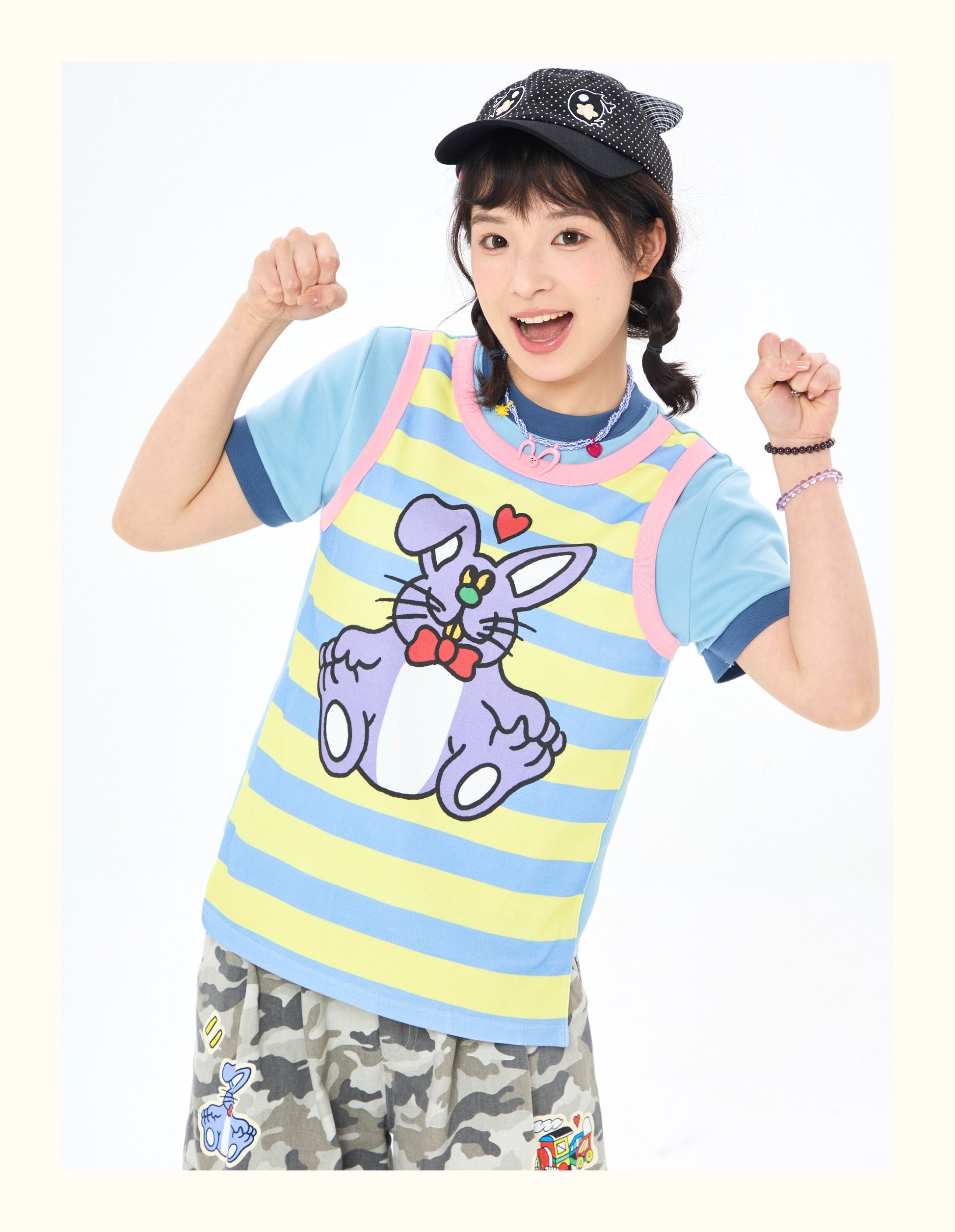 Robootoo - Colorblock Faux Layered Stripe T-Shirt tshirt Robootoo