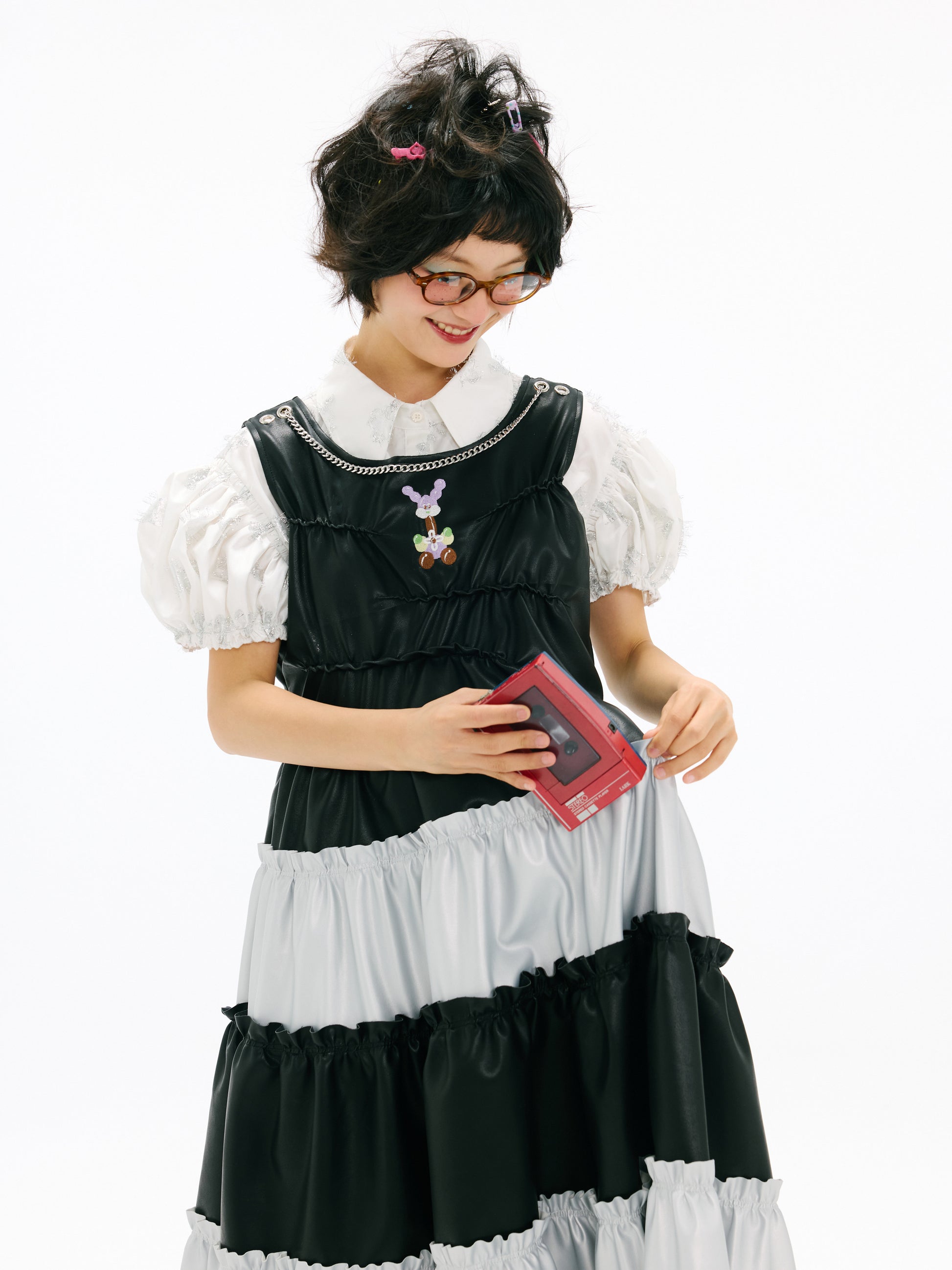 sillysis - Two-Tone Embroidered Chain Dress dress sillysis