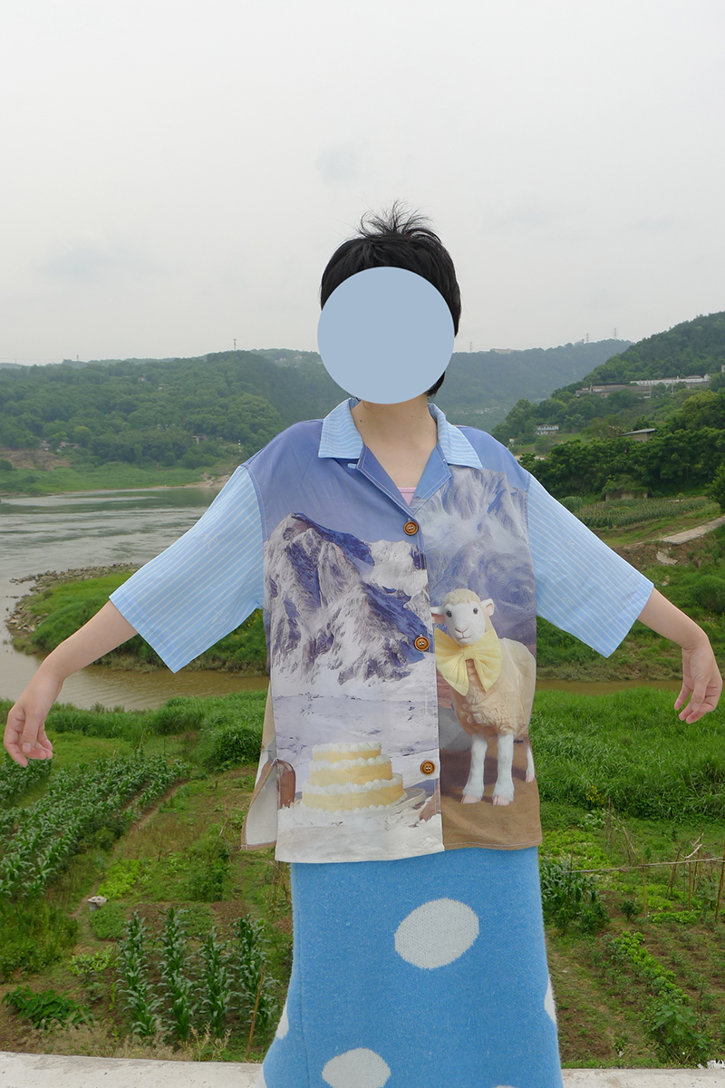 No Blue Today - Snow Mountain Cake Sheep Bow Shirt shirt No Blue Today