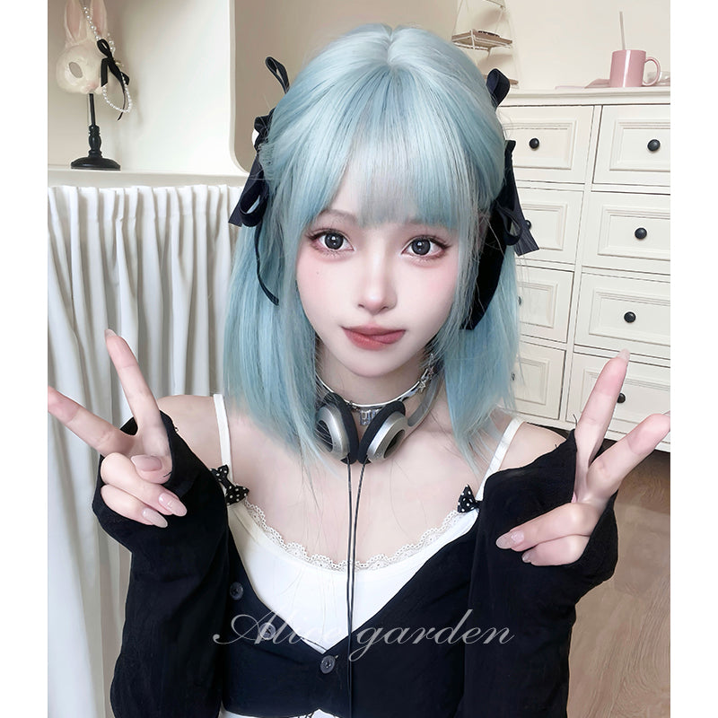 Alice Garden - Decora Kei Short Ice Blue Straight Wig wig Alice Garden