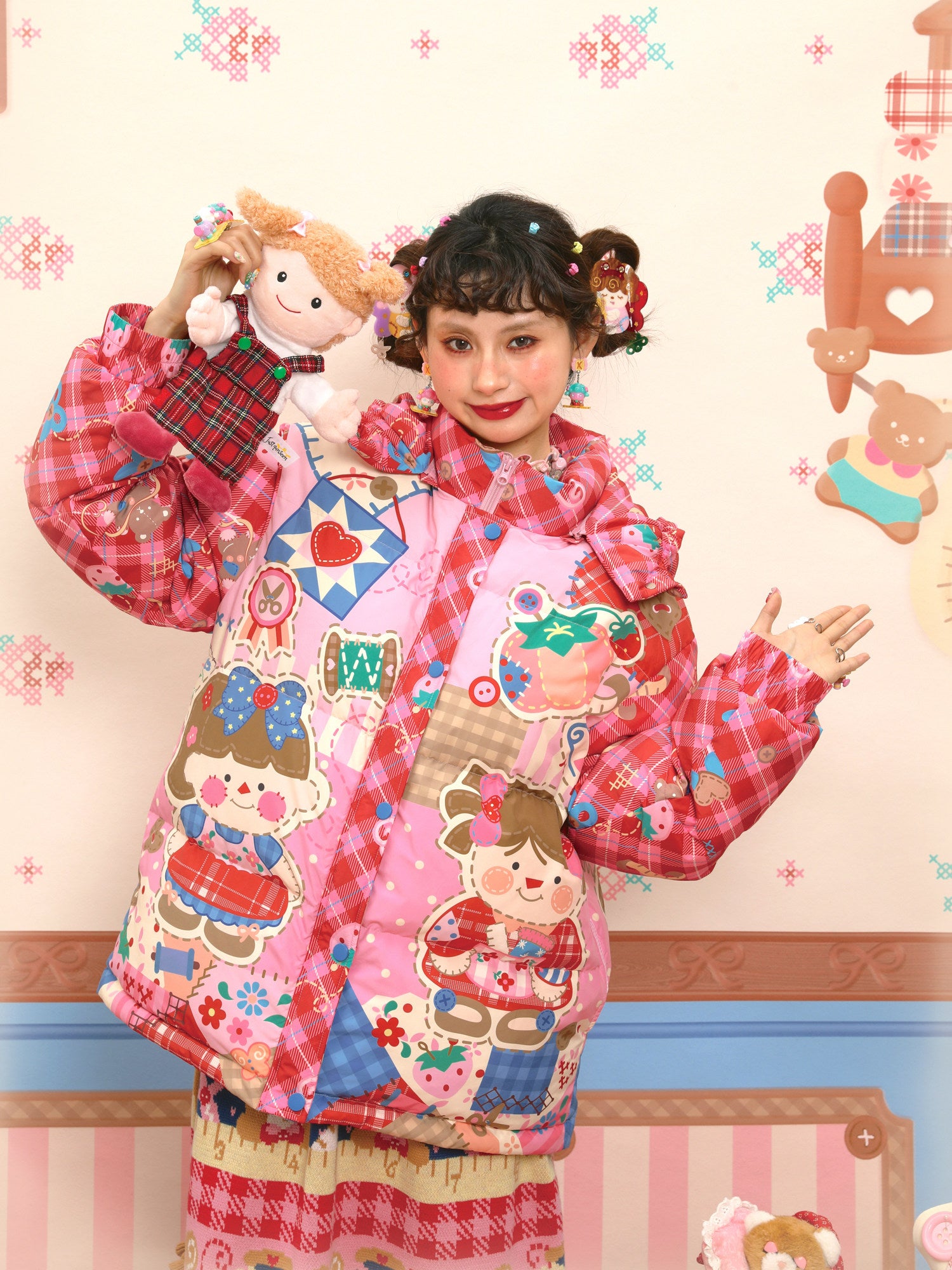 Lutra Jump - Decora Pink Down Hooded Jacket coat Lutra Jump