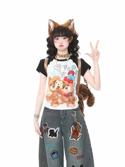 Languid Park - Contrast Raglan Crop Tee apron Languid Park