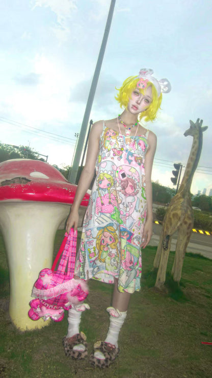 BlackBerry - Anime Print Slip Nightdress dress BlackBerry