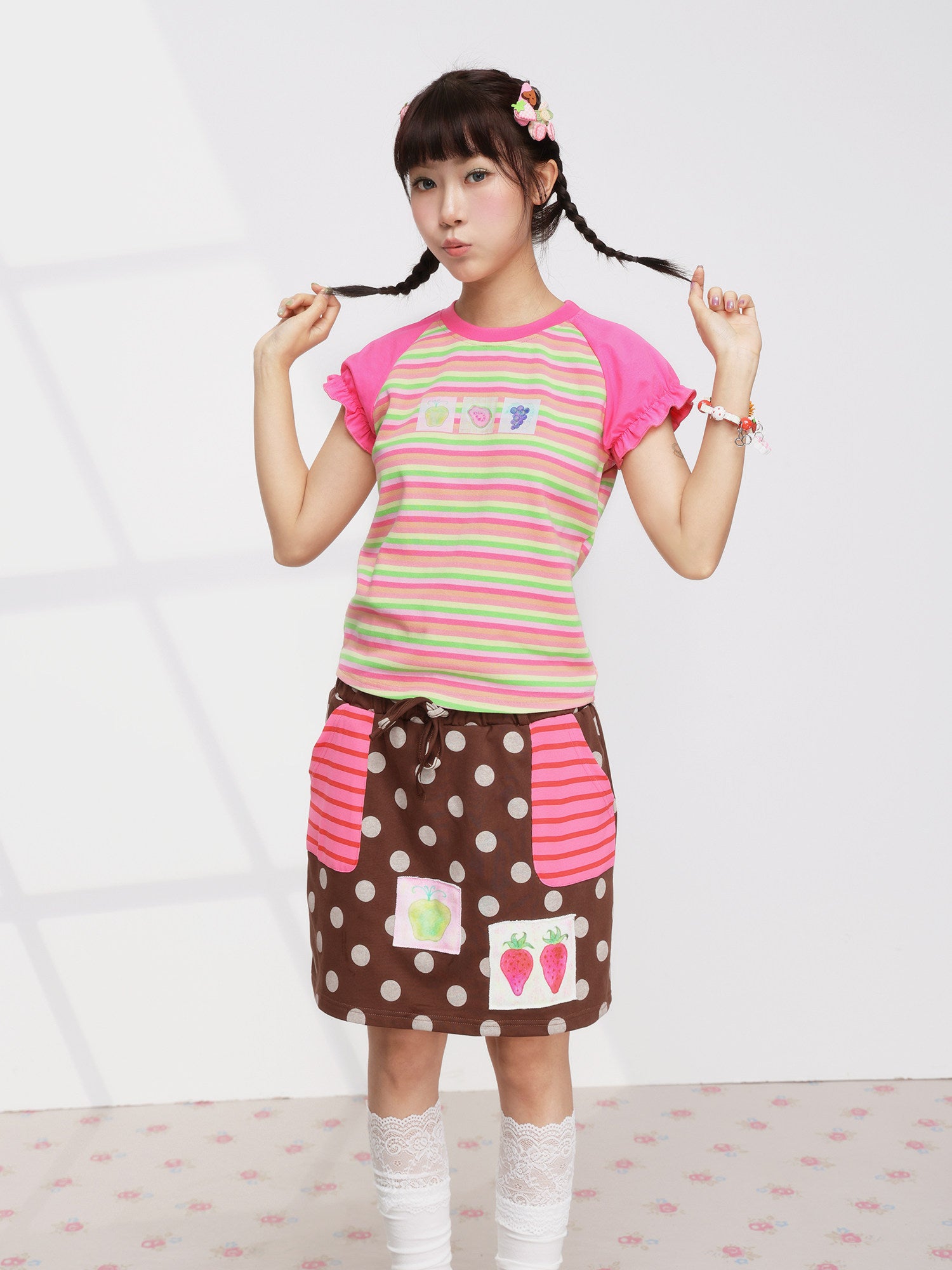 FRUITS - Stripe Puff Sleeve Tee tshirt Fruits