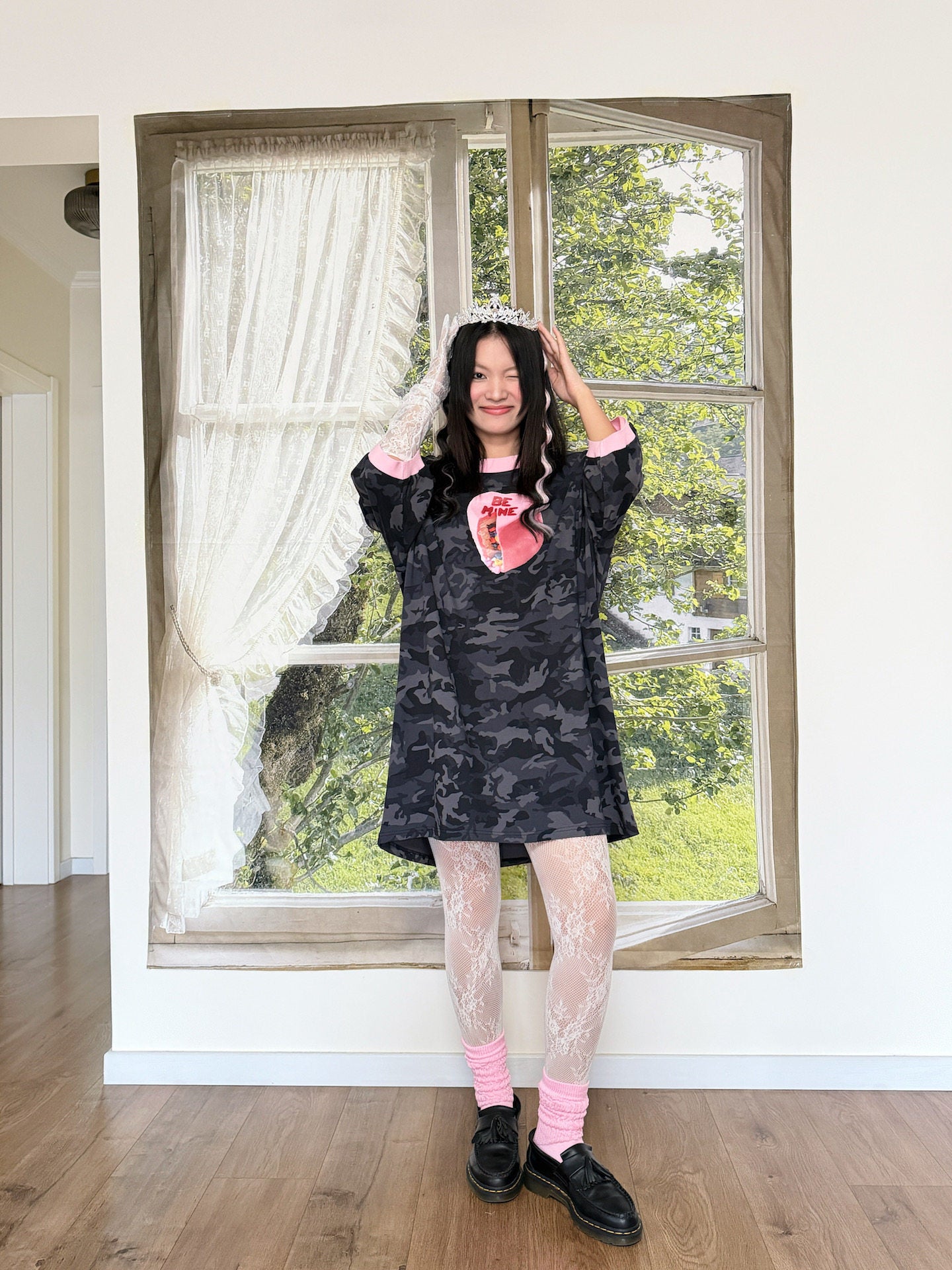 bunnybunnygun - Black Camo Oversize Tee Dress dress bunnybunnygun