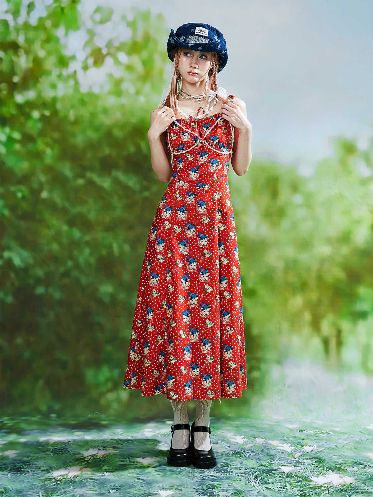 SOS MEME CLUB – Showa Retro Red Long Dress dress SOS MEME CLUB