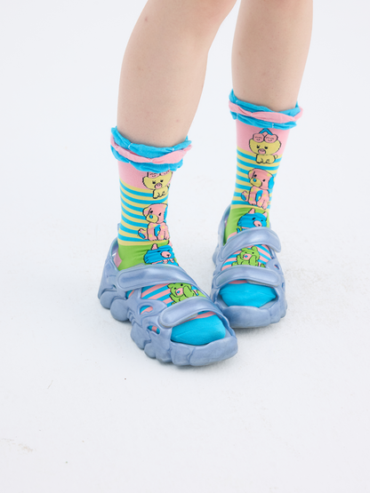 tntntutu - Cute Animal Stripe Crew Socks | Kawaii Harajuku Colorful Socks sock tntntutu