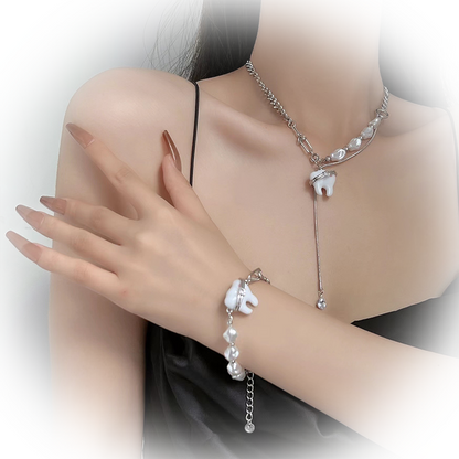 Kiwi Store - Y2K Fun Tooth Pearl Bracelet Necklace necklace kiwi store