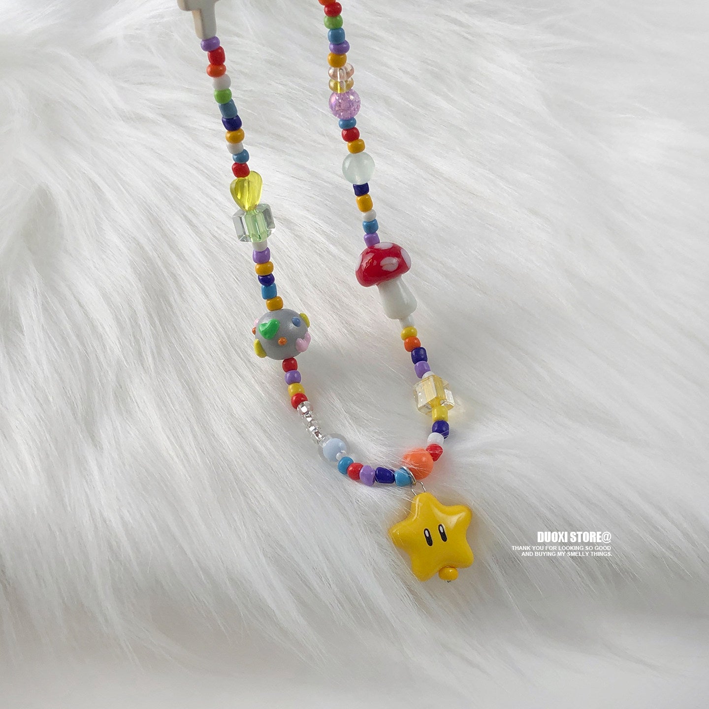 Duoxi - Kawaii Yellow Star Colorful Beaded Necklace necklace DuoXi