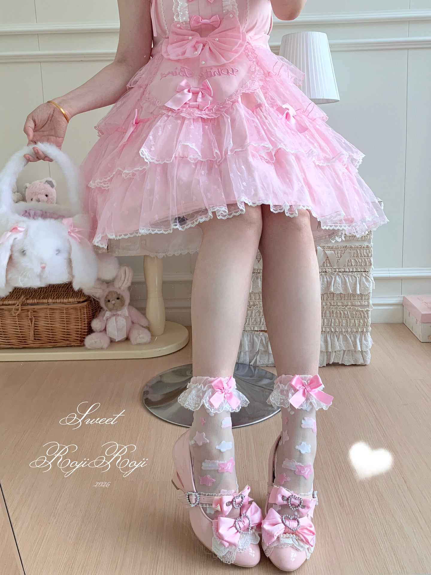 Roji Roji - Twin Star Lolita Sheer Lace Socks socks Roji Roji