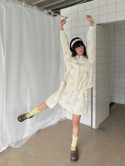 KaiXin hostel - Cute Printed Hoodie Skirt Set set KaiXin hostel