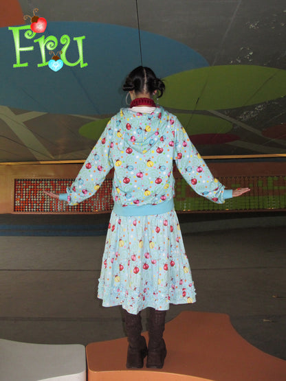FruFru - Kawaii Hoodie Skirt Set Blue Beetle Print set frufru