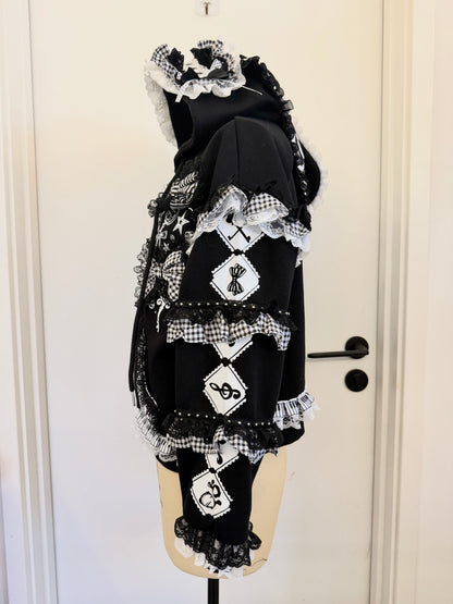 Red Devil - Black and White Bunny Ear Lace Jacket hoodie Red Devil