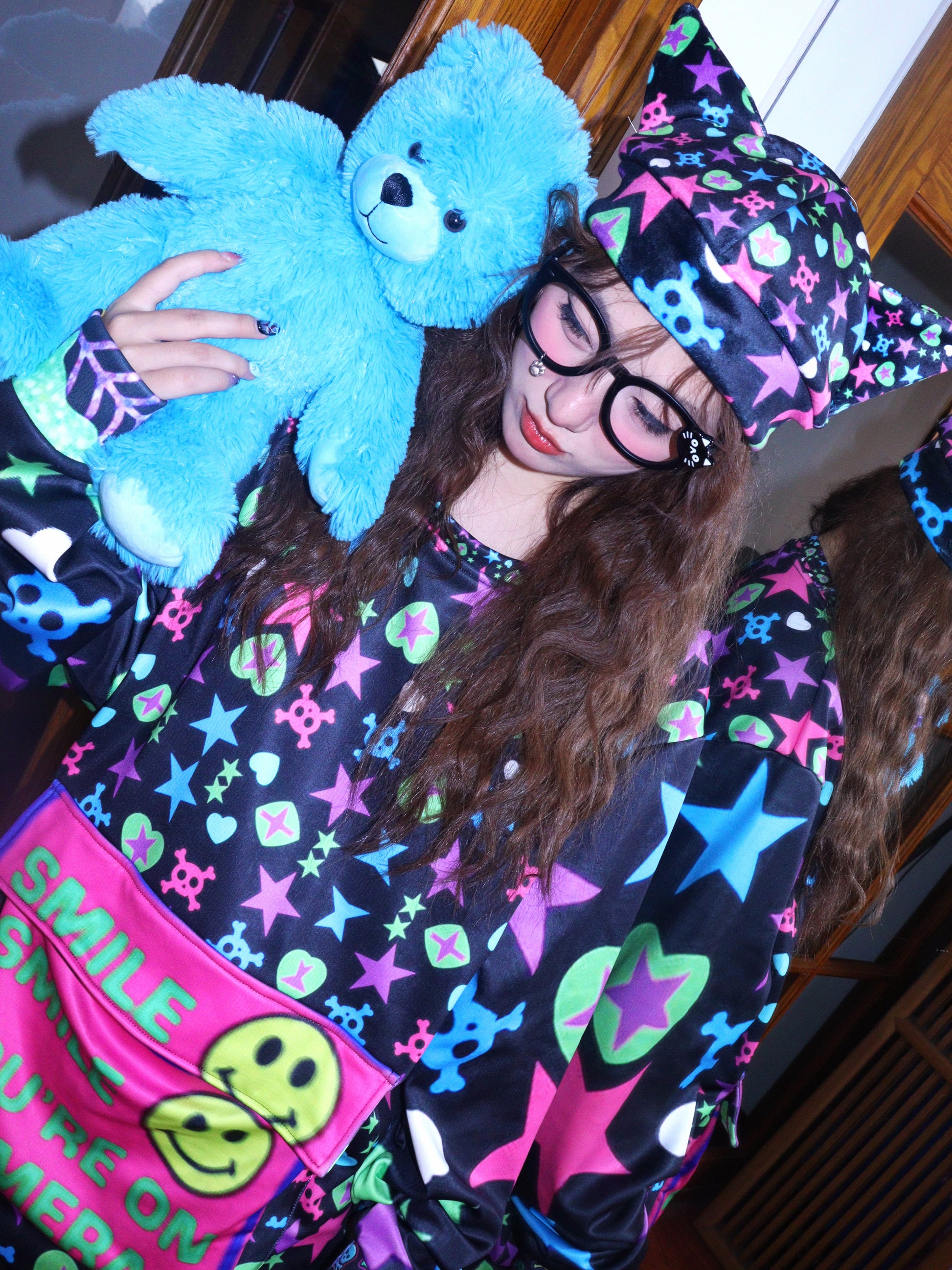 LEERROO - Decora Kei Punk Print Fleece Hat hat Leerroo