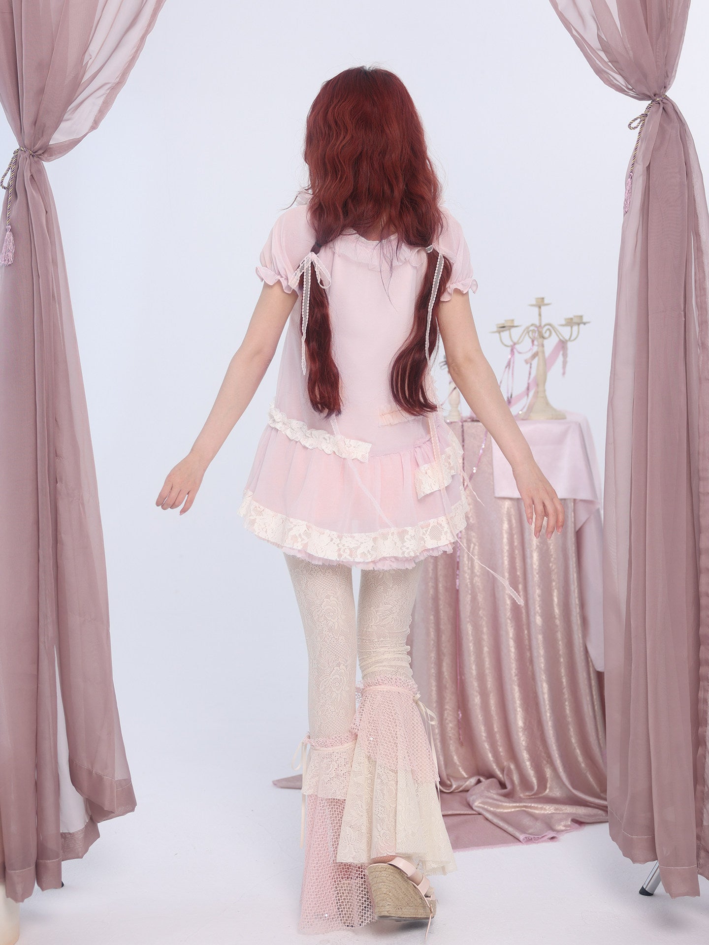 Rose Island - Fairycore Ruched Chiffon Top shirt Rose island
