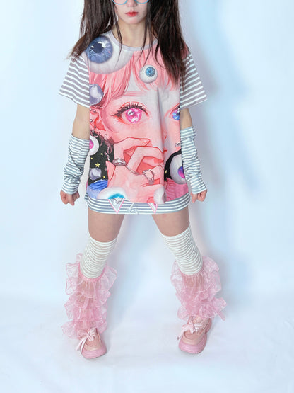 LEERROO Eye Earth Tee | Harajuku Y2K Oversized Cotton T-shirt tshirt Leerroo