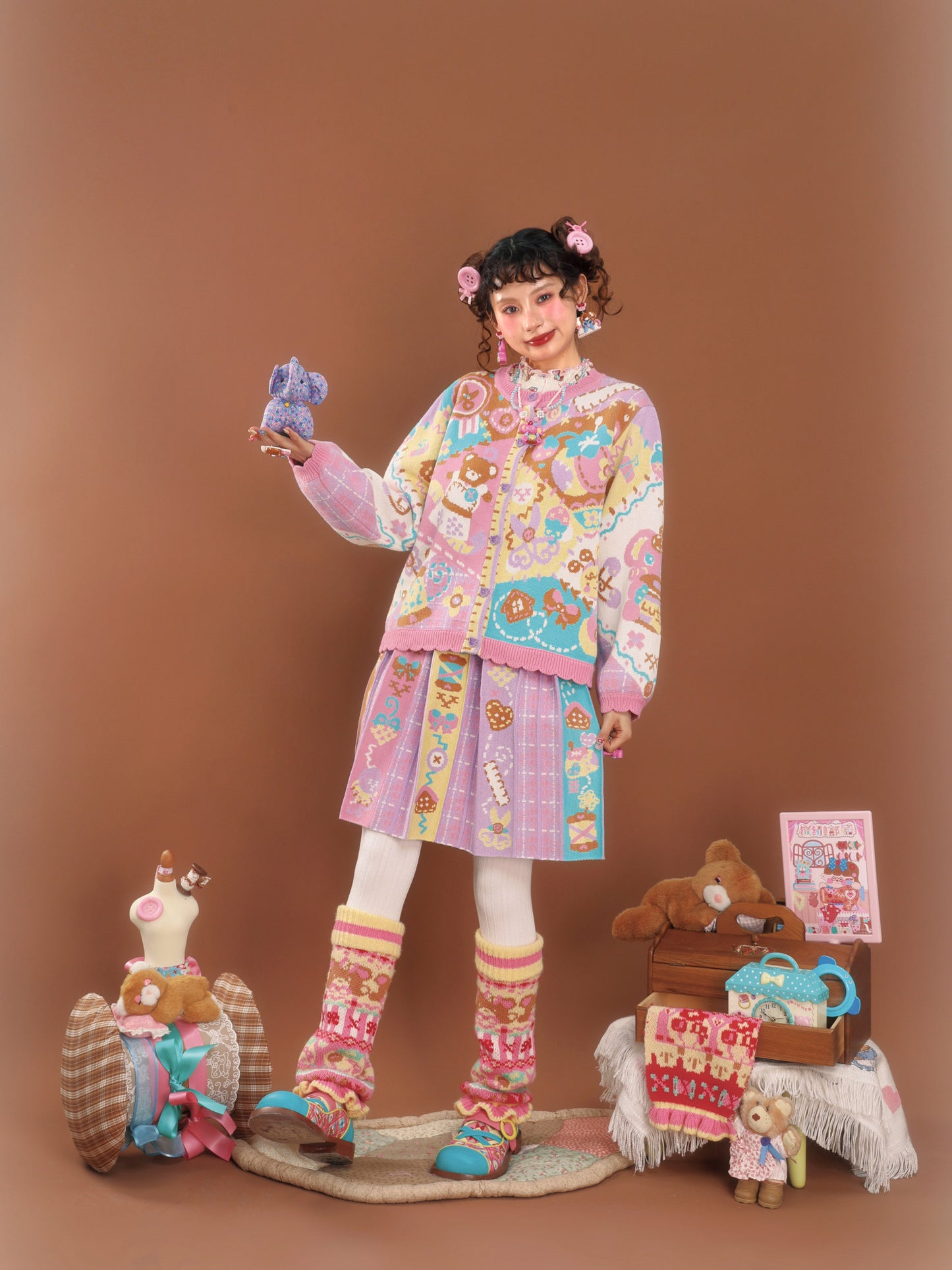 LutraJump - Decora Kei Patchwork Knit Cardigan cardigan Lutra Jump