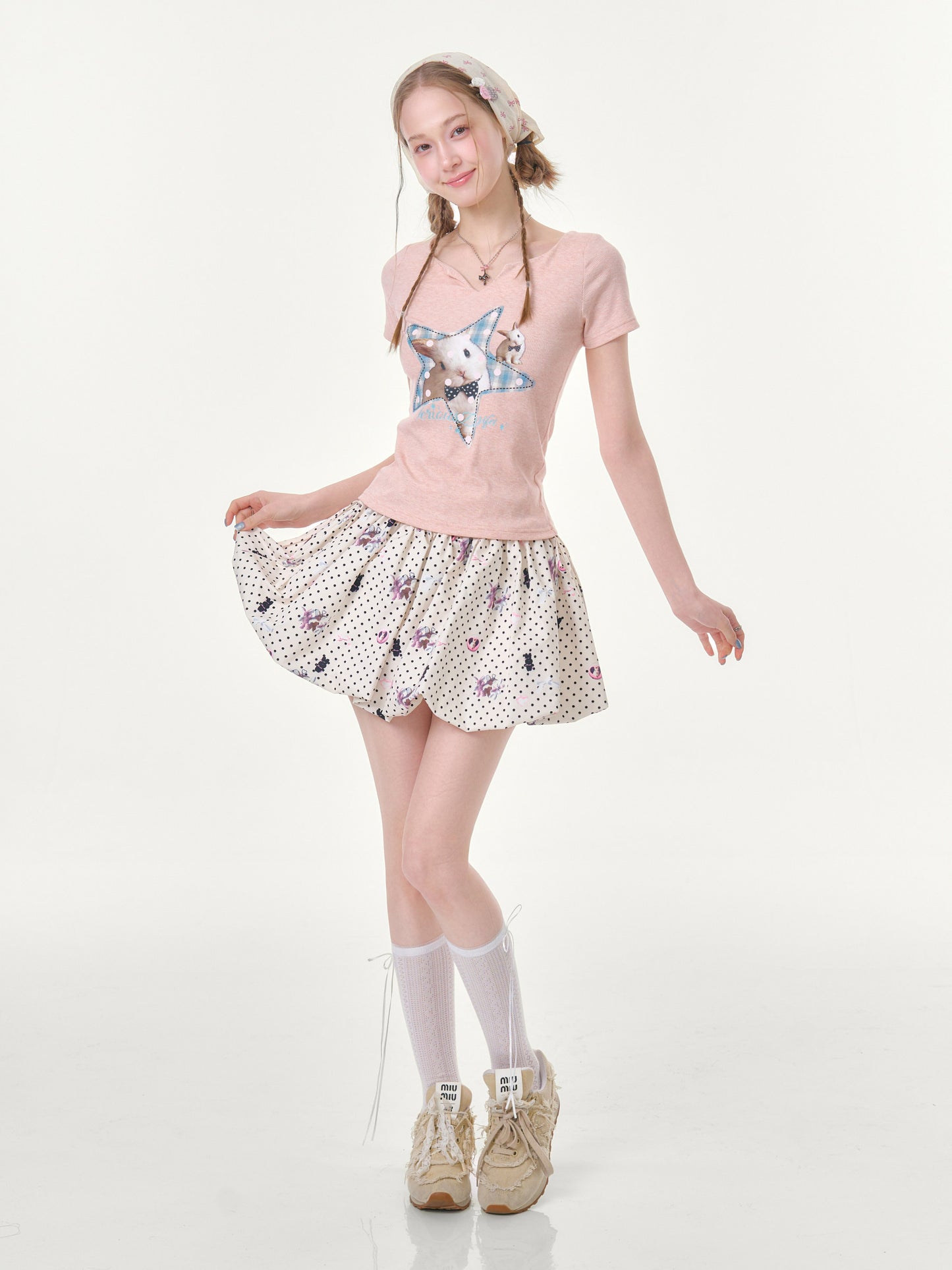 ziziFei - Bunny Polka Puff Mini Skirt skirt ziziFei
