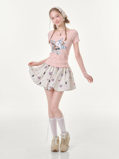 ziziFei - Bunny Polka Puff Mini Skirt skirt ziziFei
