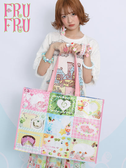frufru - Vintage Collage Print Woven Tote Bag bag frufru