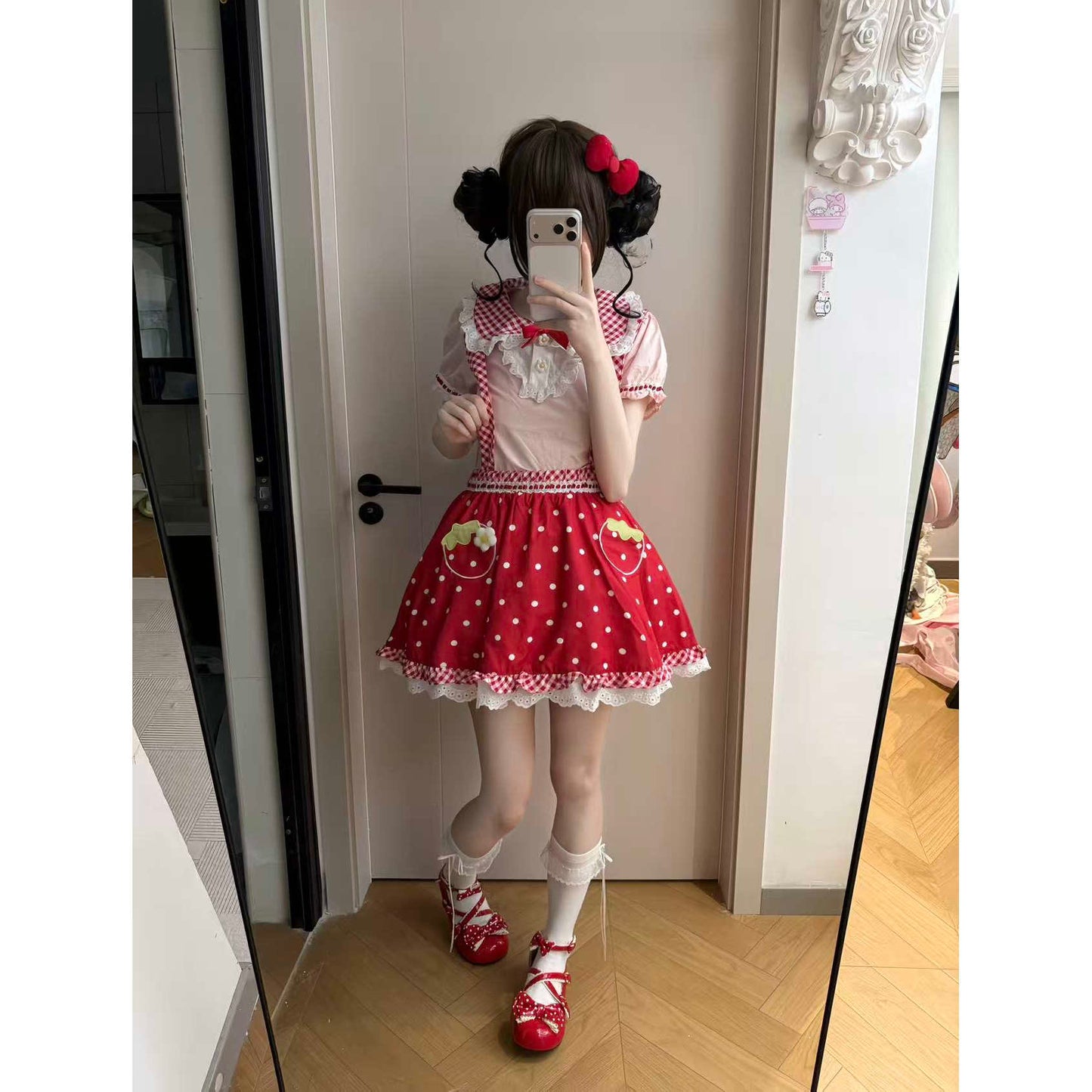 Bunny Planet - Red Strawberry Polka Dot Dress Set dress bunnyplanet