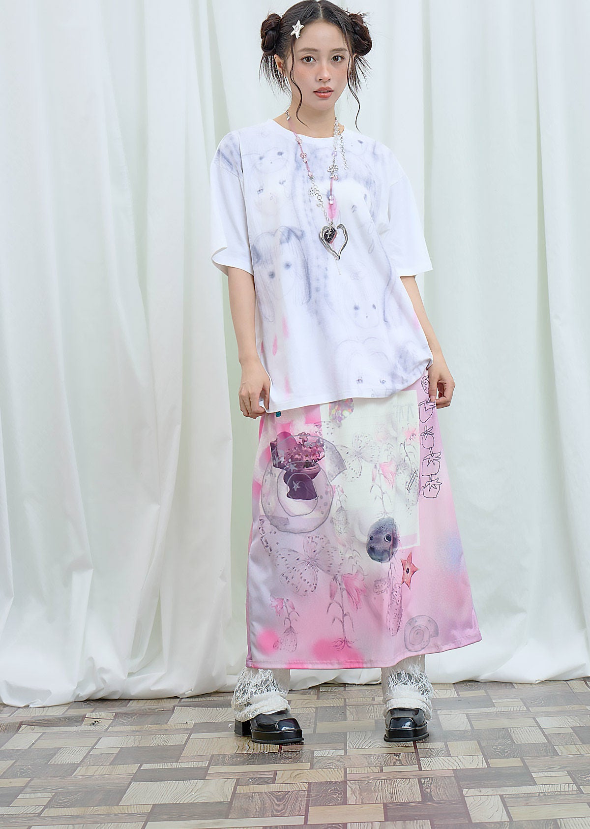 Moon Meadow - Lily Sketch Print Maxi Skirt skirt Moon Meadow