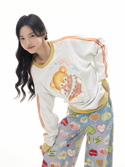 tntntutu Bear Sweatshirt | Whimsical Graphic Pullover | Sporty Long Sleeve Top hoodie tntntutu