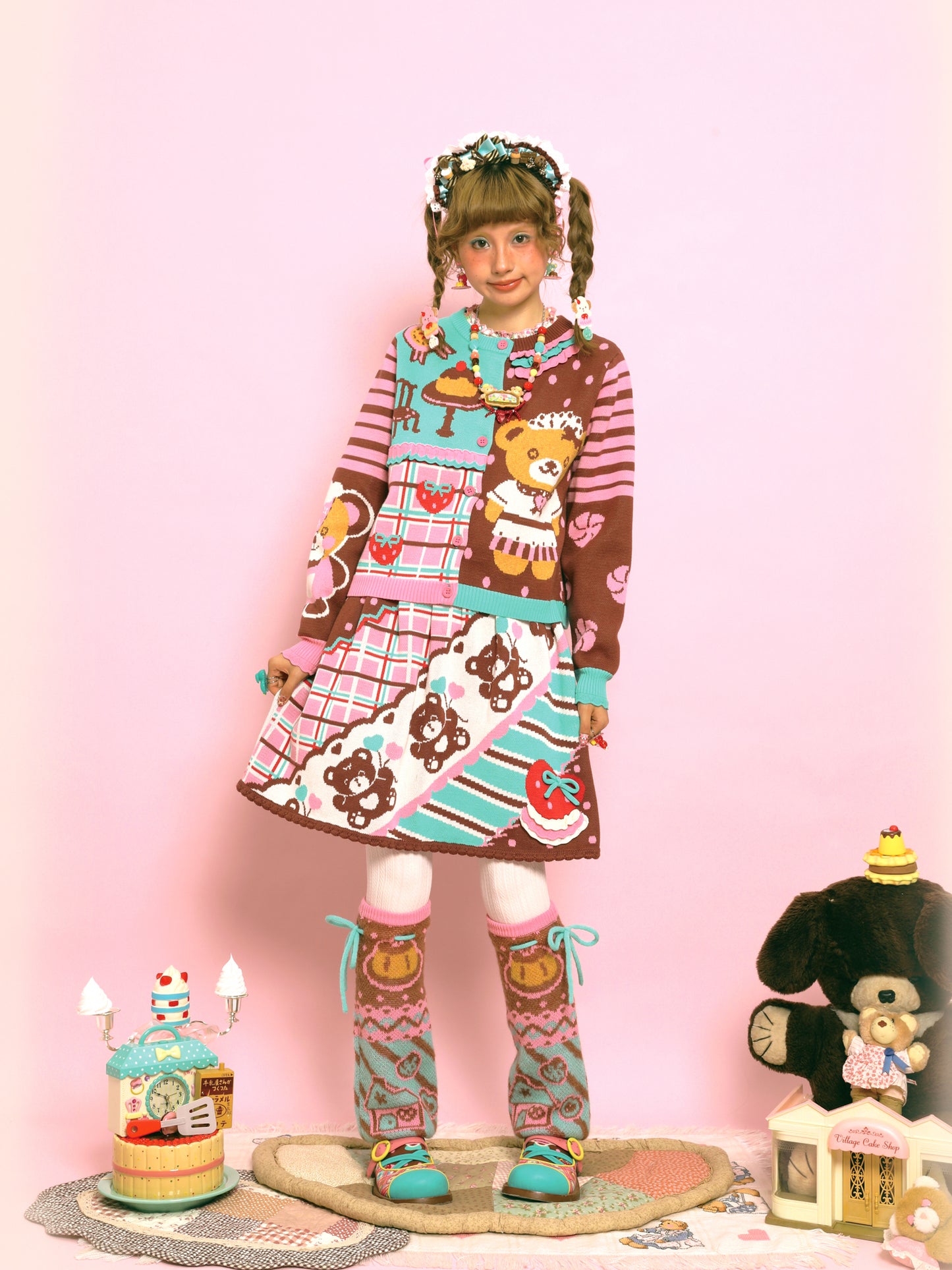 Lutra Jump - Kawaii Bear Lace Knit Cardigan Sweater