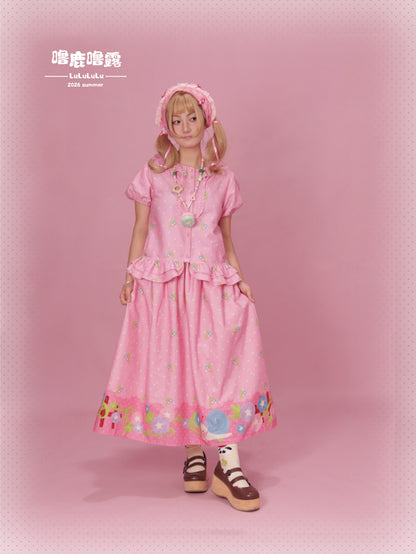 LULULULU - Morning Glory Print Lolita Blouse & Skirt Set set LULULULU