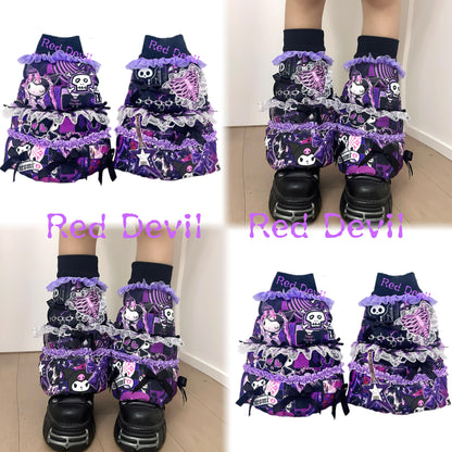 RedDevil Visual Kei Leg Covers | Harajuku Y2K Decora Leg Warmers leg warmmers Red Devil