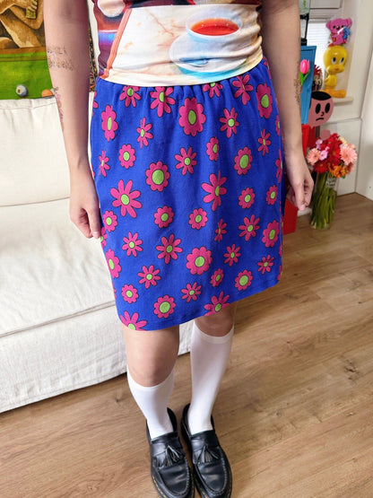 bunnybunnygun - Cartoon Flower Mini Skirt skirt bunnybunnygun